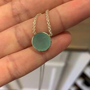 Aqua chalcedony sterling silver pendant